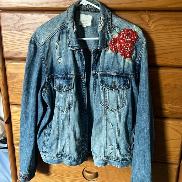 Distressed embroidered Jean Jacket - Picture 1 of 3